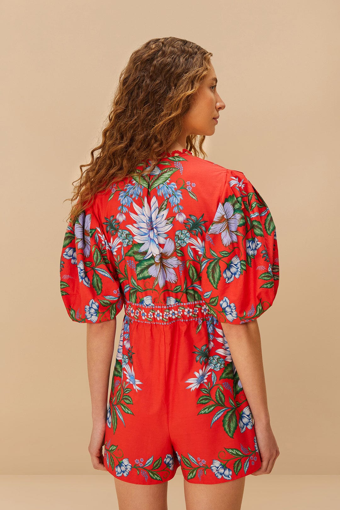 Red Sweet Bloom Bouquet Romper