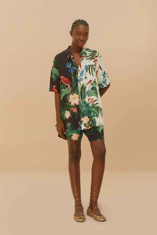 Black Midnight Macaw Fiesta Shorts