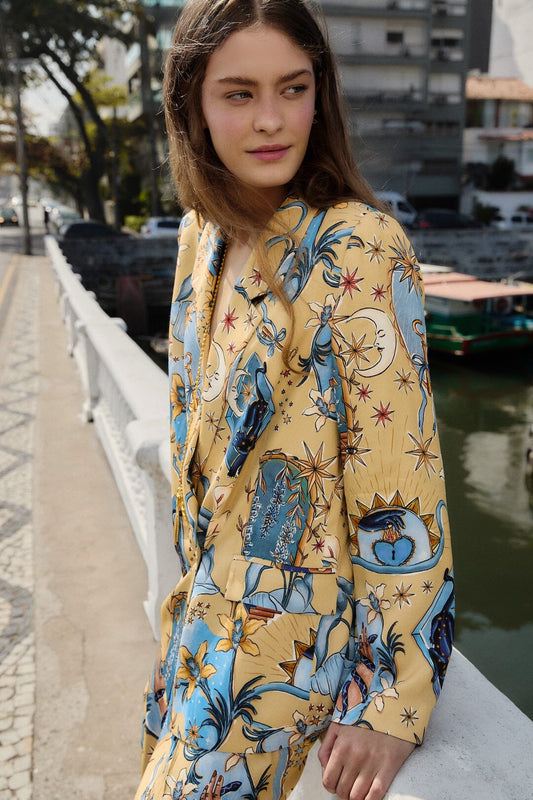 Sand Mystical Notched Lapel Blazer