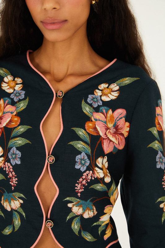 Dark Blue Maira Floral Top