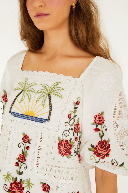 Off-White Tropi Scarf Embroidered Blouse