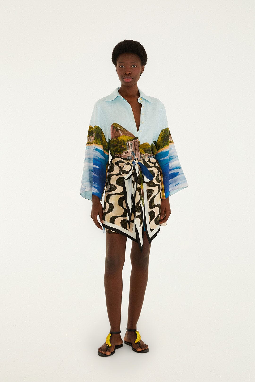 Multicolor Copacabana Beach Long Sleeve Kimono