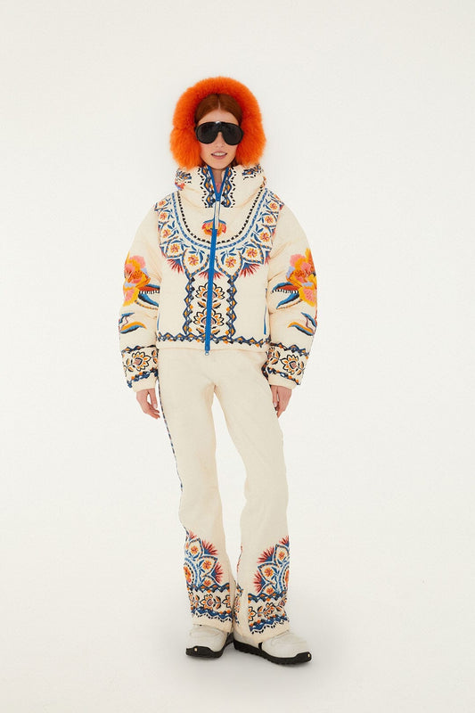 Off-White Lucy Floral Hooded Puffer Ski Jacket
