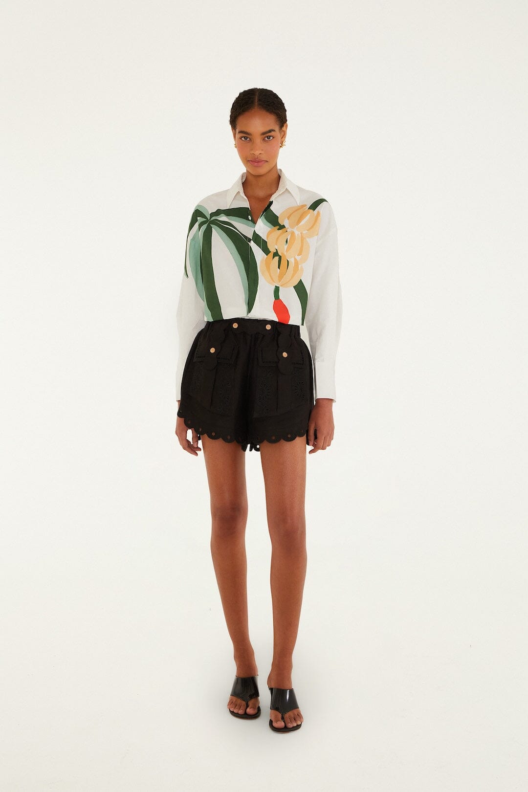 Graphic Banana Tree Applique Shirt