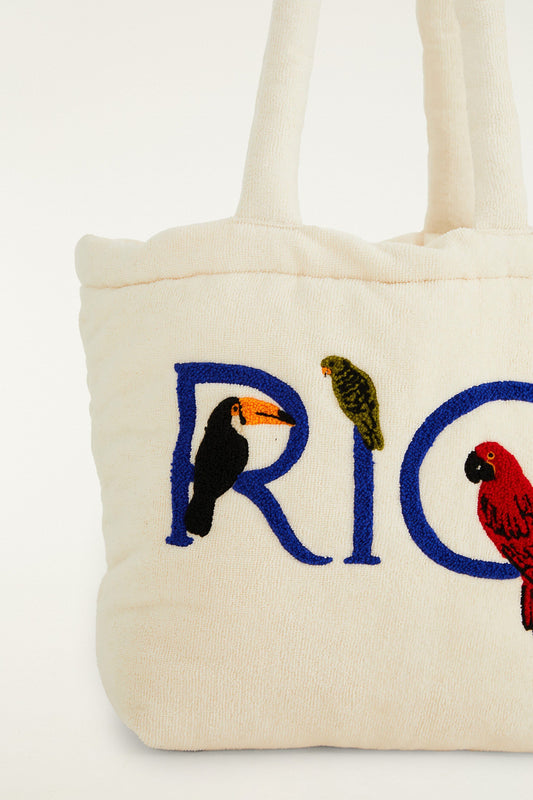 Off-White Embroidered Rio Tote Bag