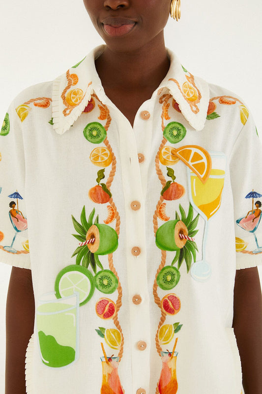Off-White Biricutico Scarf Embroidered Short Sleeve Shirt