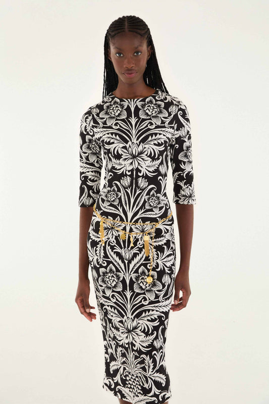 Black Lisbon Jersey Midi Dress