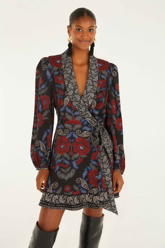 Black Valentina Wrap Mini Dress
