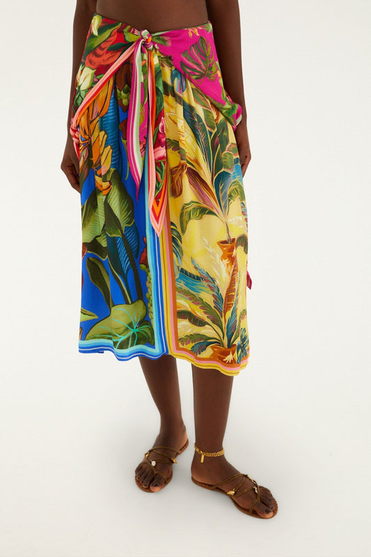 Multicolor Rainbow Summer Mixed Scarves Midi Skirt