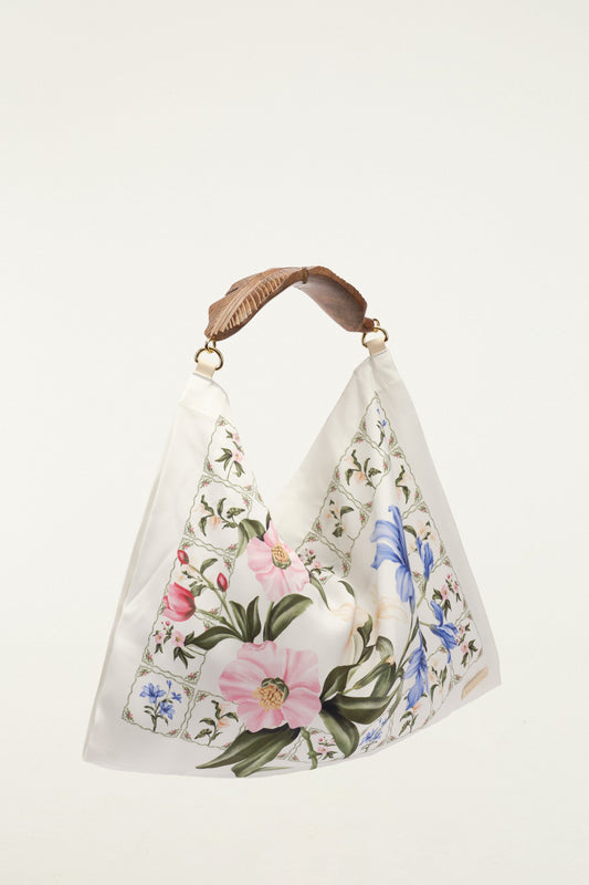 Off-White Flowers Satin Small Scarf Bag