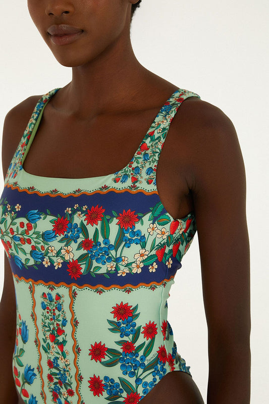 Faded Green Fruit Beauty One Piece