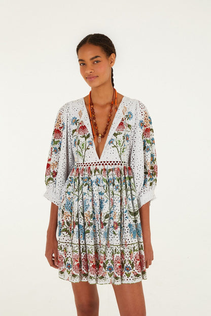 Off-White Stitched Garden Mini Dress