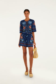 STITCHED GARDEN DARK BLUE