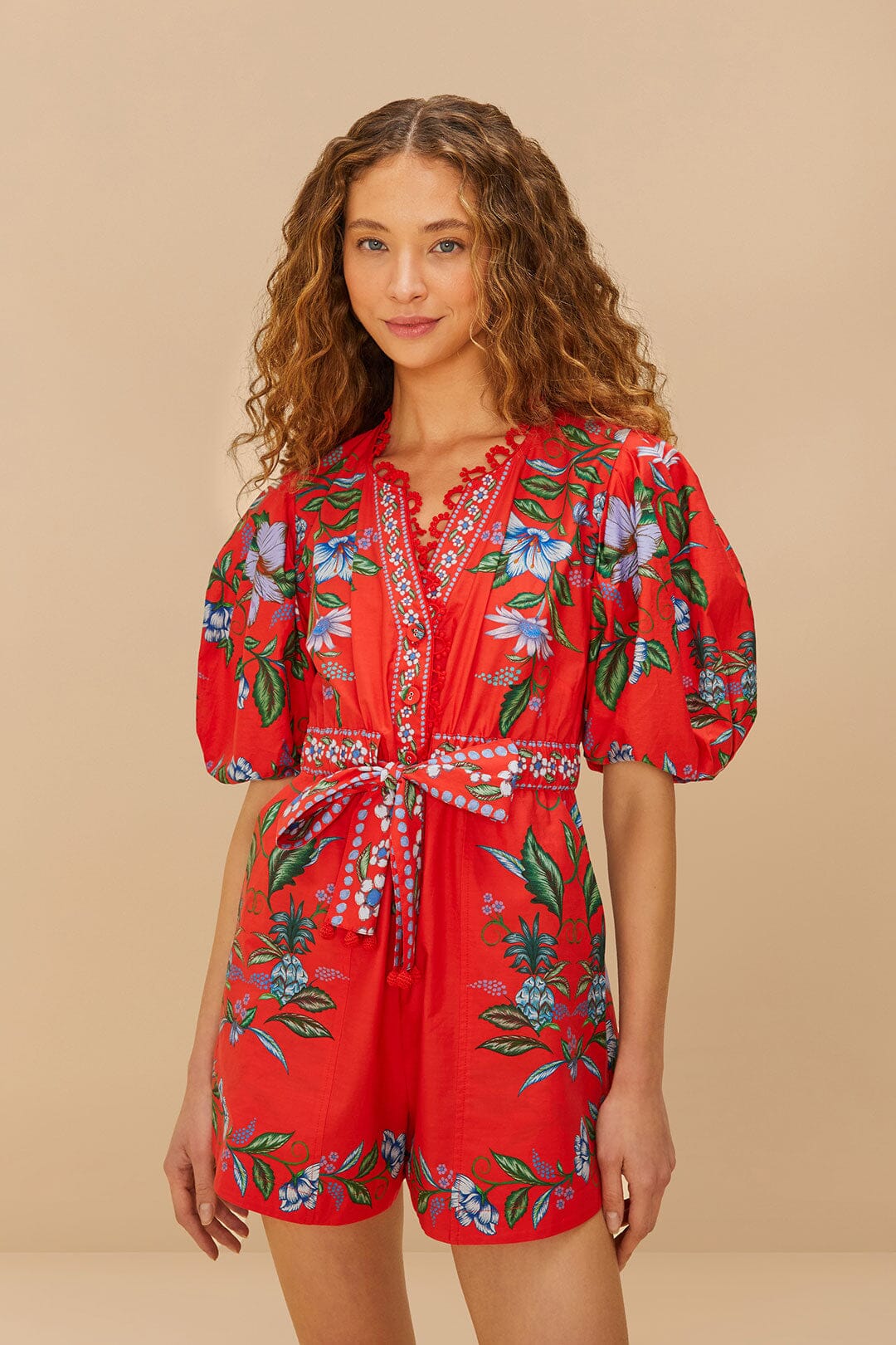 Red Sweet Bloom Bouquet  Romper