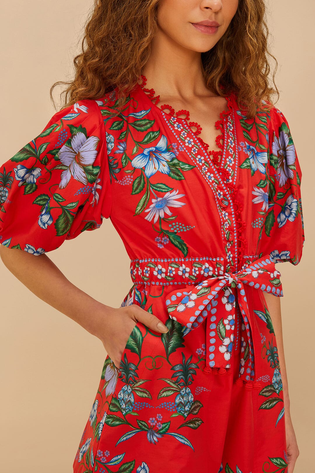 Red Sweet Bloom Bouquet  Romper