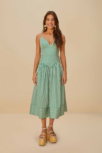 Bicolor Stripes Organic Cotton Midi Dress