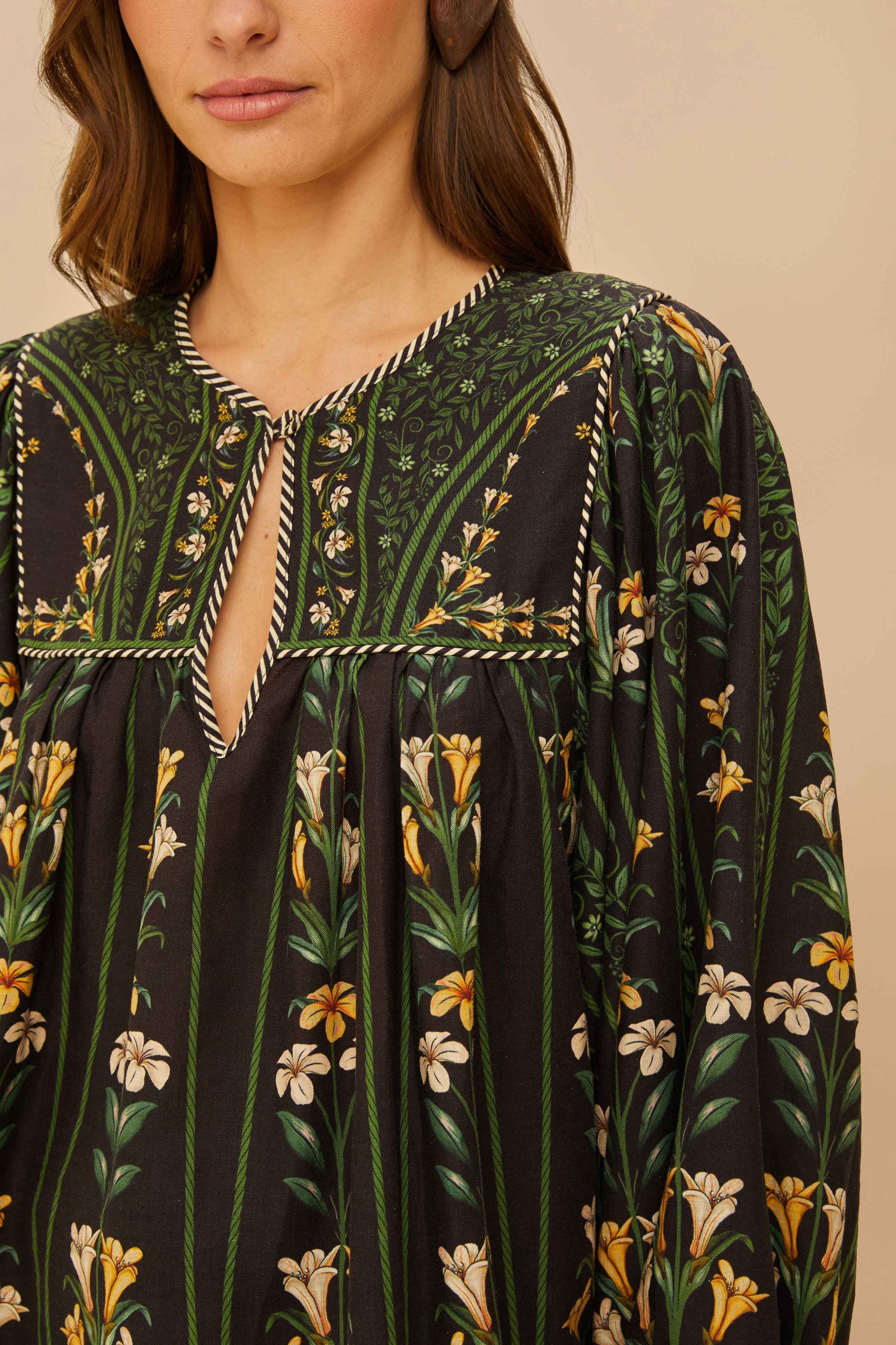 Black Flowers Arch Blouse