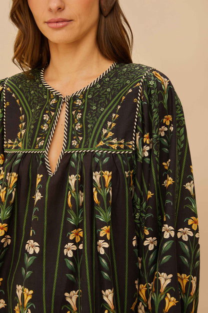 Black Flowers Arch Blouse