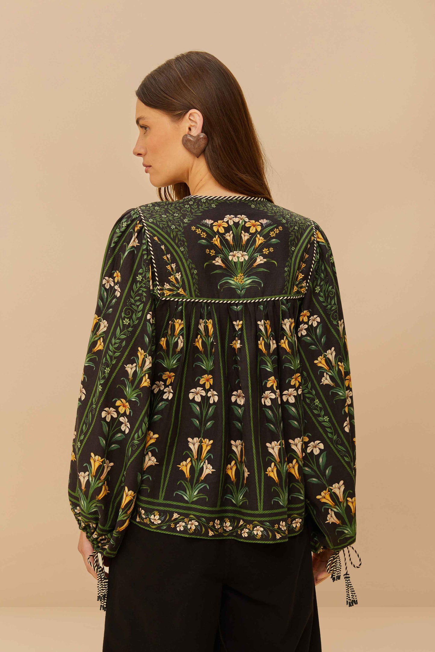 Black Flowers Arch Blouse