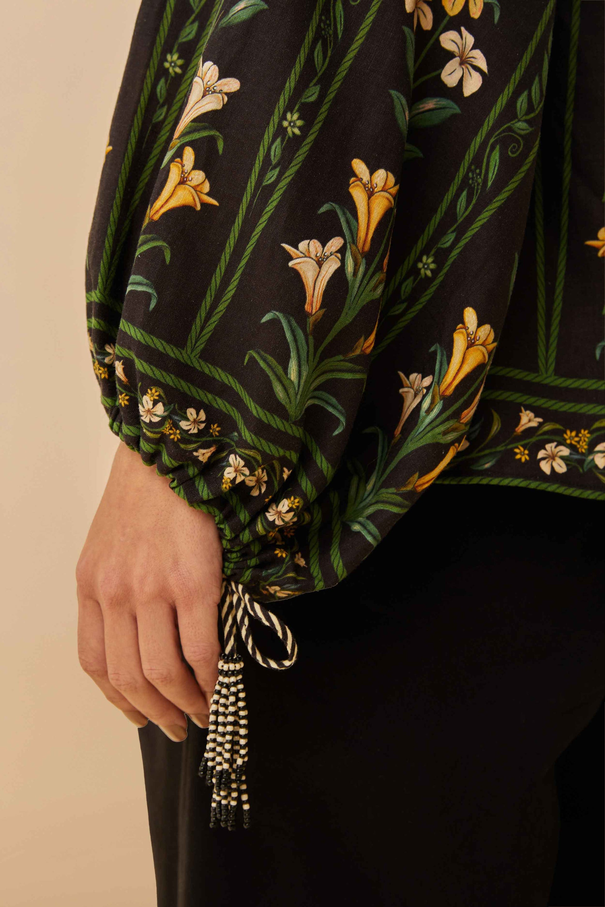 Black Flowers Arch Blouse