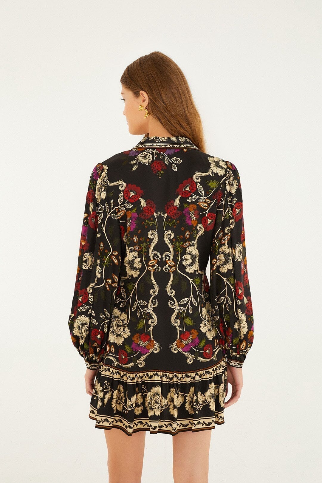 Black Rococo Flowers  Mini Dress