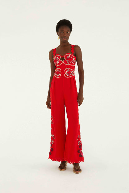 Pink Lovely Pineapples Embroidered Jumpsuit