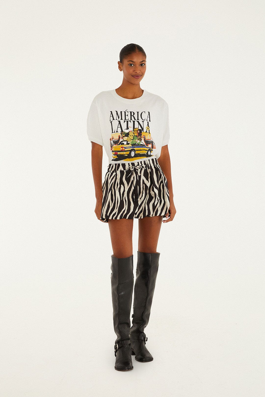 Black Tropical Zebra  Mini Skirt