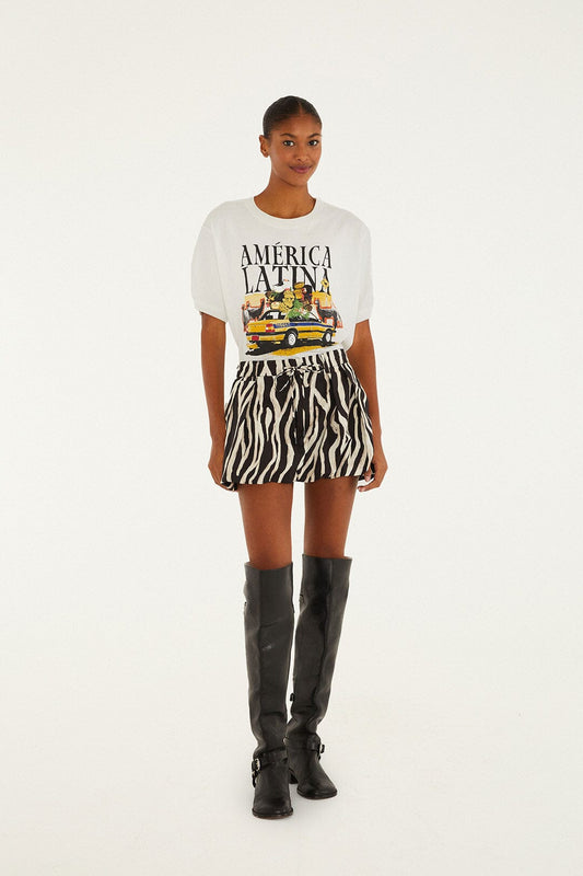 Black Tropical Zebra  Mini Skirt