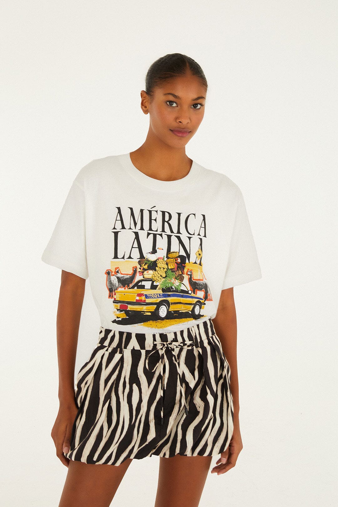 Black Tropical Zebra  Mini Skirt