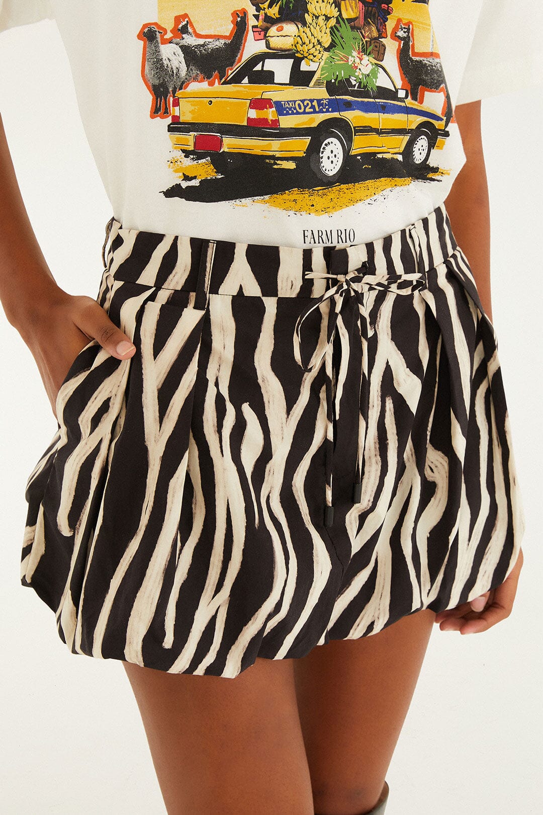 Black Tropical Zebra  Mini Skirt