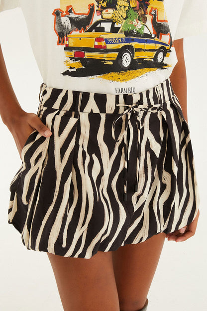 Black Tropical Zebra  Mini Skirt