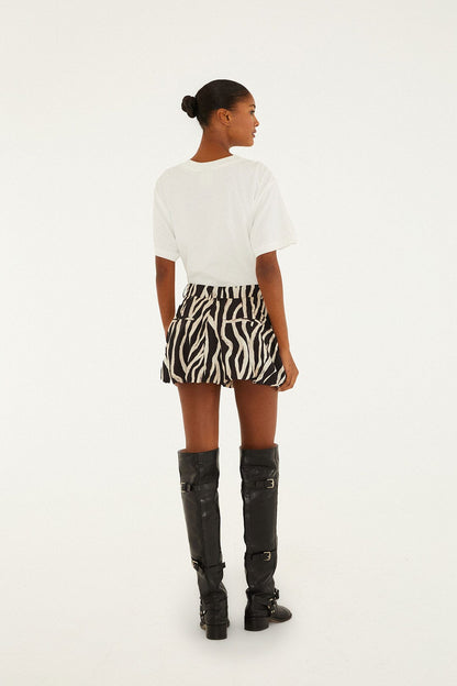 Black Tropical Zebra  Mini Skirt