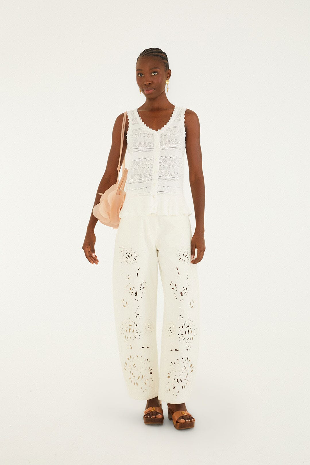 Off-White Crochet Sleeveless Blouse
