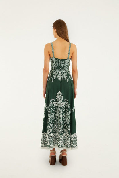 Dark Green Miranda Buckles Maxi Dress