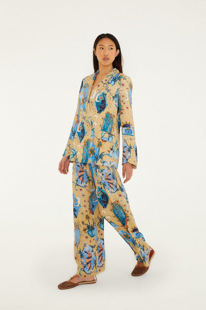 Sand Mystical Notched Lapel  Blazer
