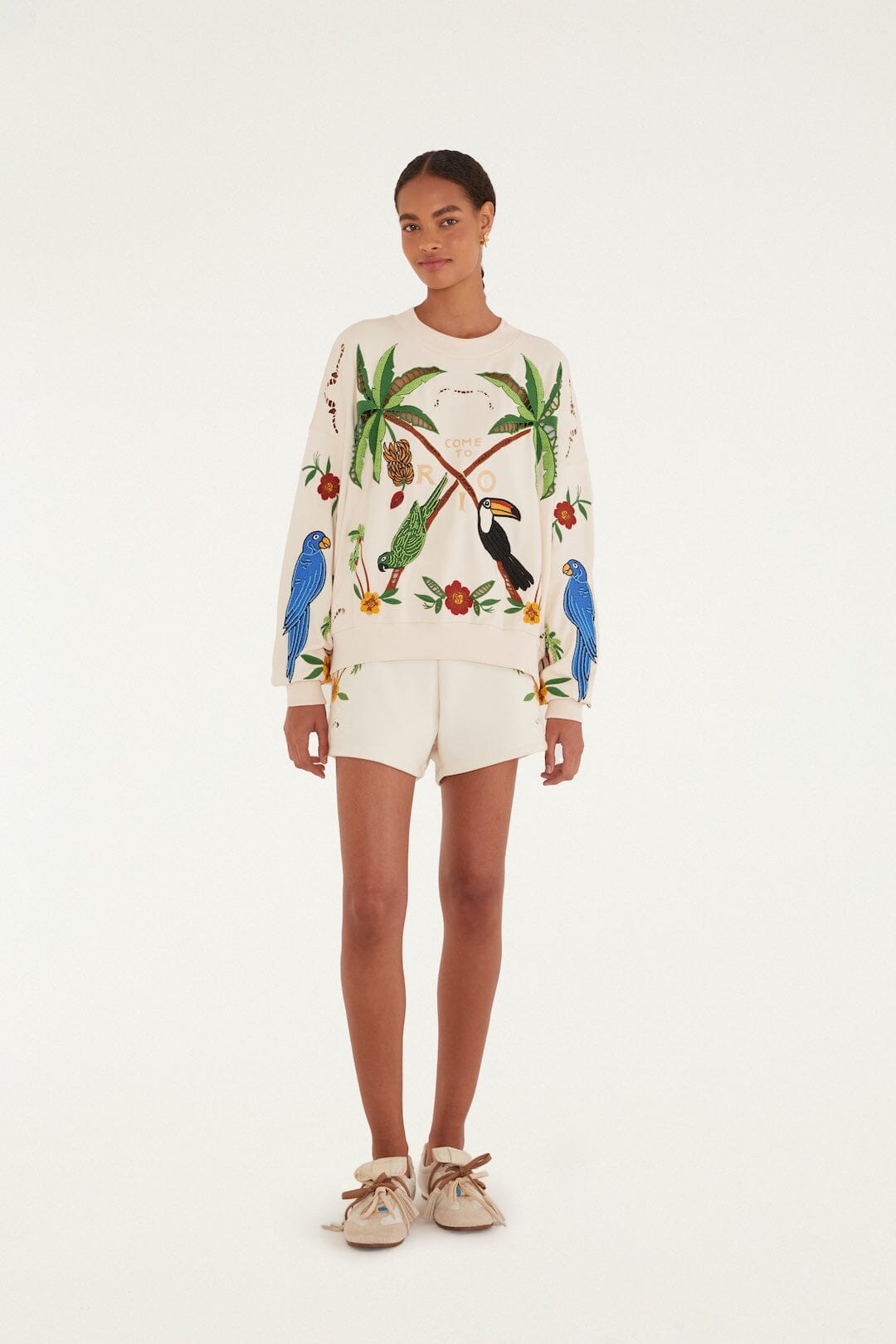 Off-White Coconut Trees Come To Rio Embroidered Sweatshirt