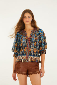 EMBROIDERED TAPESTRY BLUE