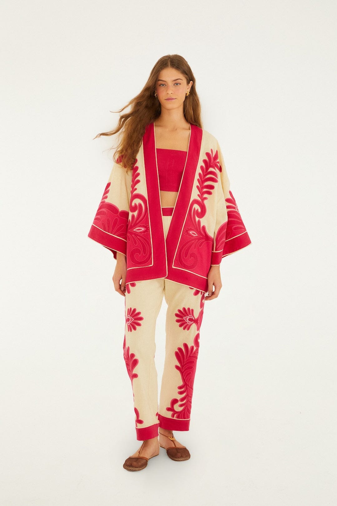 Pink Spring Arabesc Cutwork Kimono