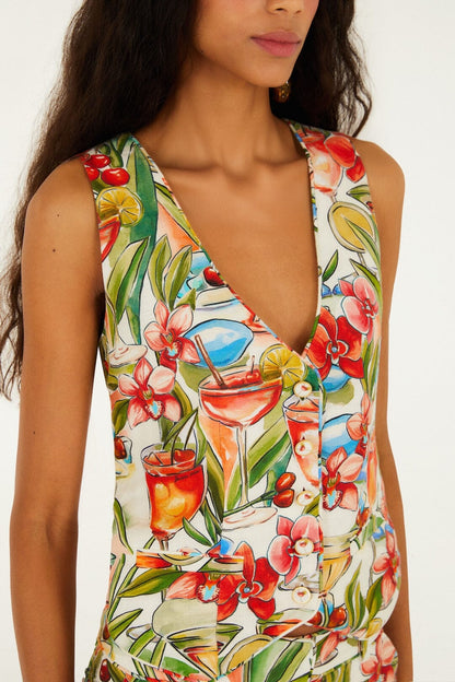 Off-White Sand Cocktail Sleeveless Vest