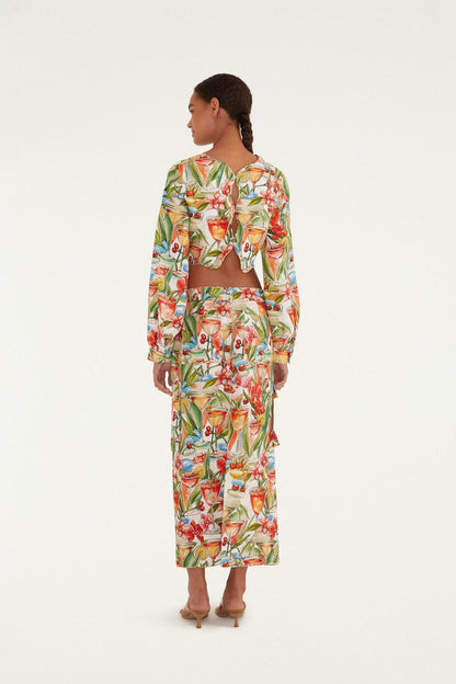 Off-White Sand Cocktail Midi Skirt