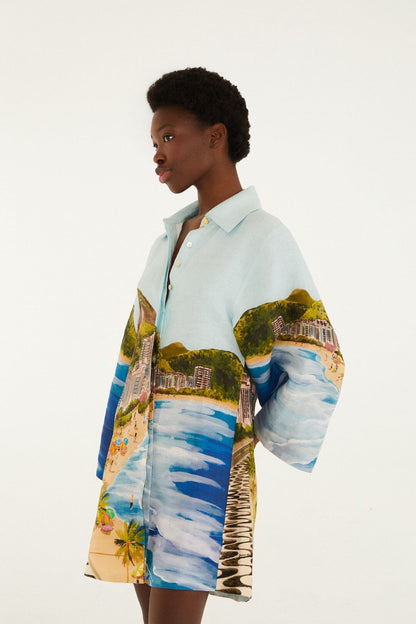 Multicolor Copacabana Beach Long Sleeve Kimono