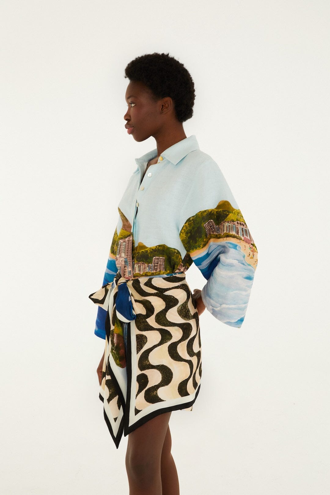 Multicolor Copacabana Beach Long Sleeve Kimono