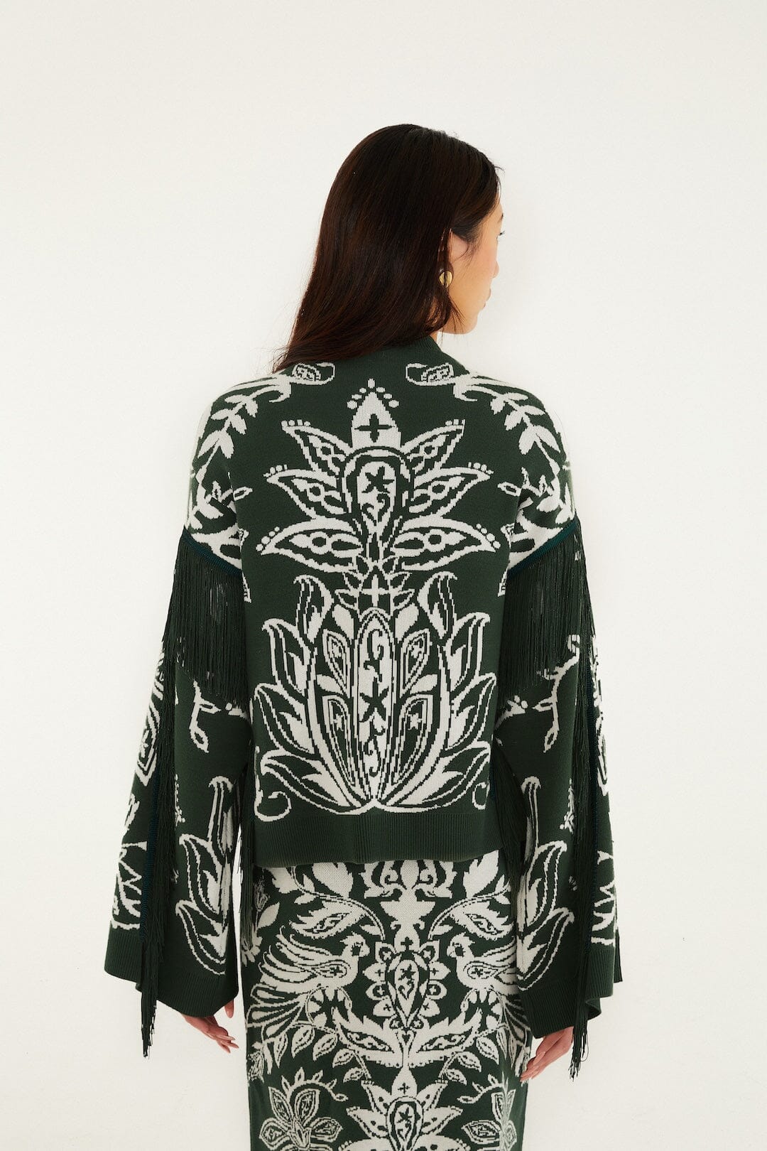 Dark Green Miranda Fringes Knit Sweater