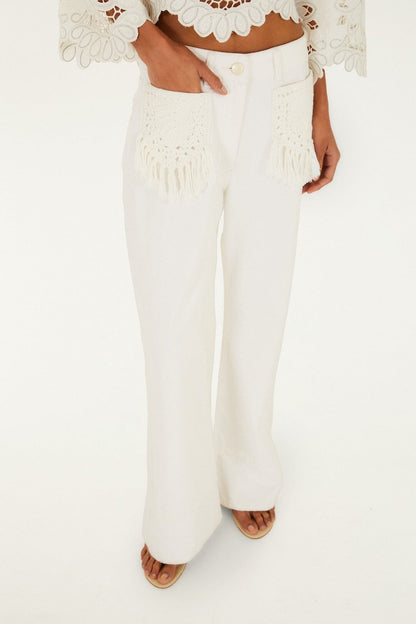 Twill Fringe Pocket Pants