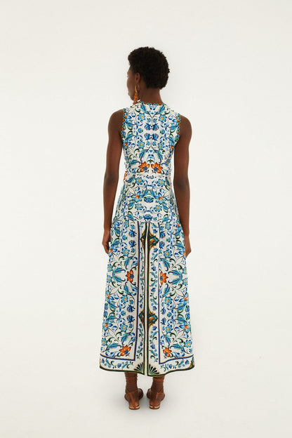 Off-White Flora Tile Scallop Maxi Dress