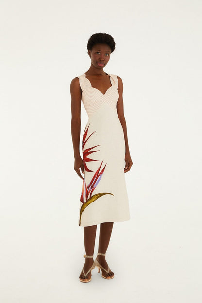 Sand Strelitzia Midi Dress