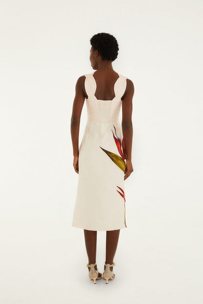 Sand Strelitzia Midi Dress