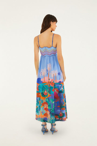 Multicolor Dream Landscape  Sleeveless Maxi Dress