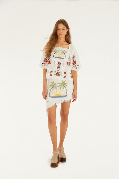 Off-White Tropi Scarf Embroidered Mini Skirt