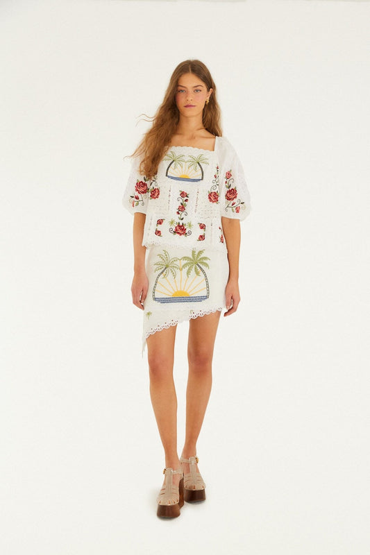 Off-White Tropi Scarf Embroidered Mini Skirt